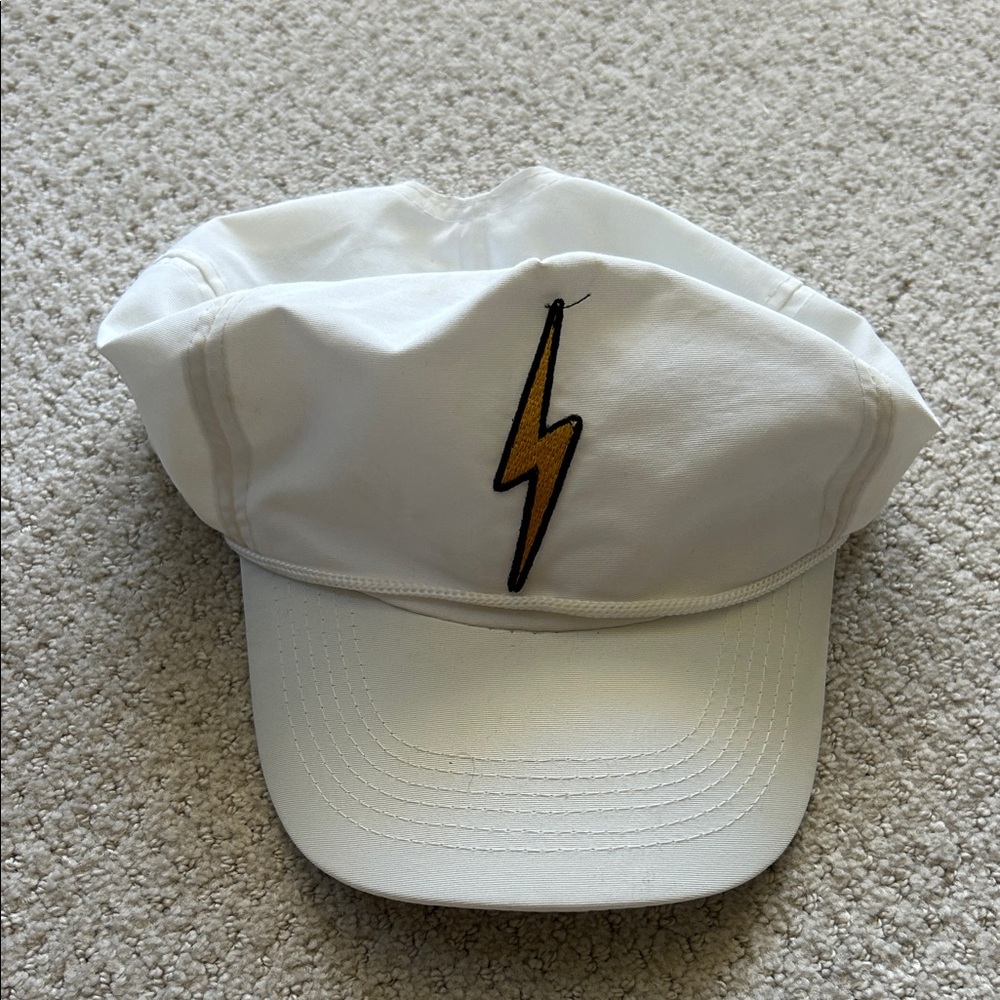 Aviator Nation White Hat with Gold Lightning Bolt